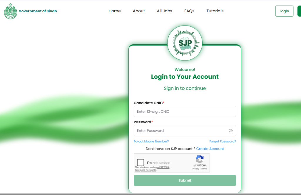 Sindh Jobs Portal Login by CNIC to Check Merit list 
