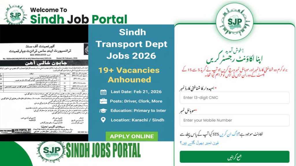 Government of Sindh Transport Department Jobs 2026 Online Apply for SJP Portal