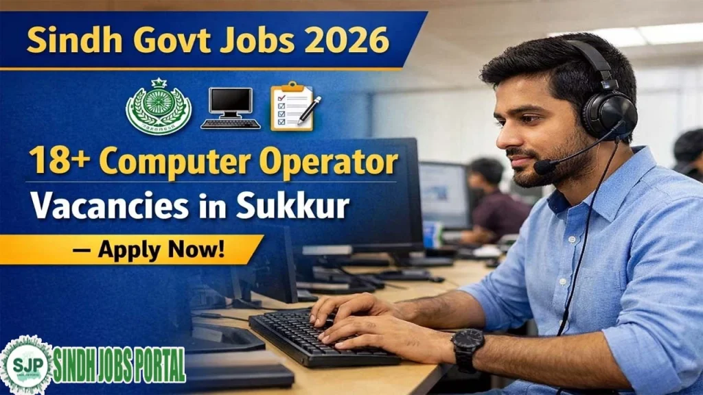 Sindh Govt Jobs 2026: 18+ Computer Operator Vacancies in Sukkur – Apply Now!