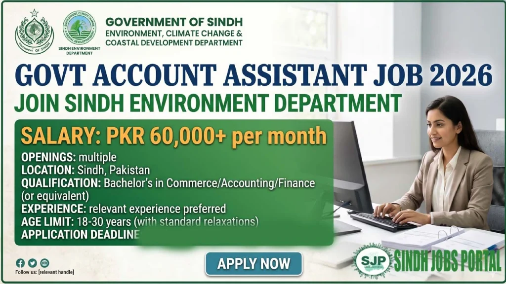Sindh Environment Dept Jobs 2026: Account Assistant (BS-14) – Apply Online