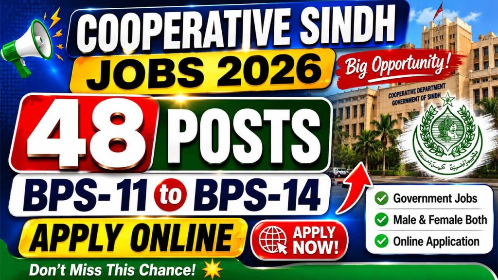 Cooperative Sindh Jobs 2026 – 48 Posts, BPS-11 to BPS-14 Apply Online