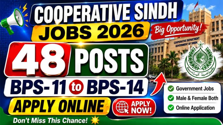 Cooperative Sindh Jobs 2026 – 48 Posts, BPS-11 to BPS-14 Apply Online