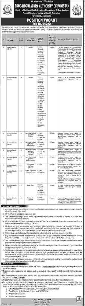 DRAP Jobs 2026: Drug Regulatory Authority of Pakistan Vacancies | Apply Online